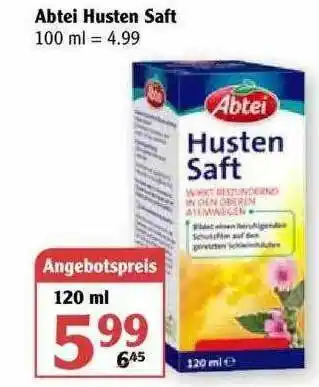 Globus Abtei Husten Saft Angebot