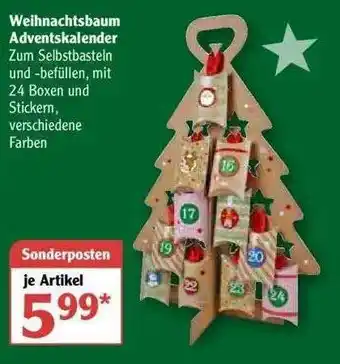 Globus Weihnachtsbaum Adventskalender Angebot