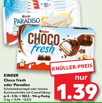 Kaufland KINDER Choco fresh oder Paradiso Angebot