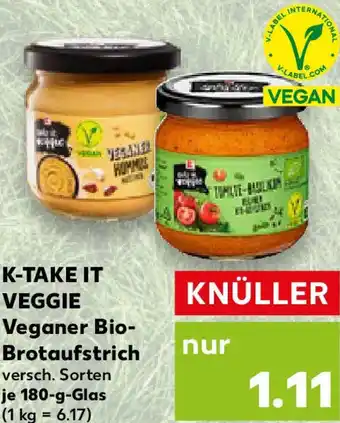 Kaufland K-TAKE IT VEGGIE Veganer Bio- Brotaufstrich Angebot