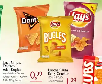 Dornseifer Lays Chips, Doritos oder Bugles 100-175g Beutel Angebot