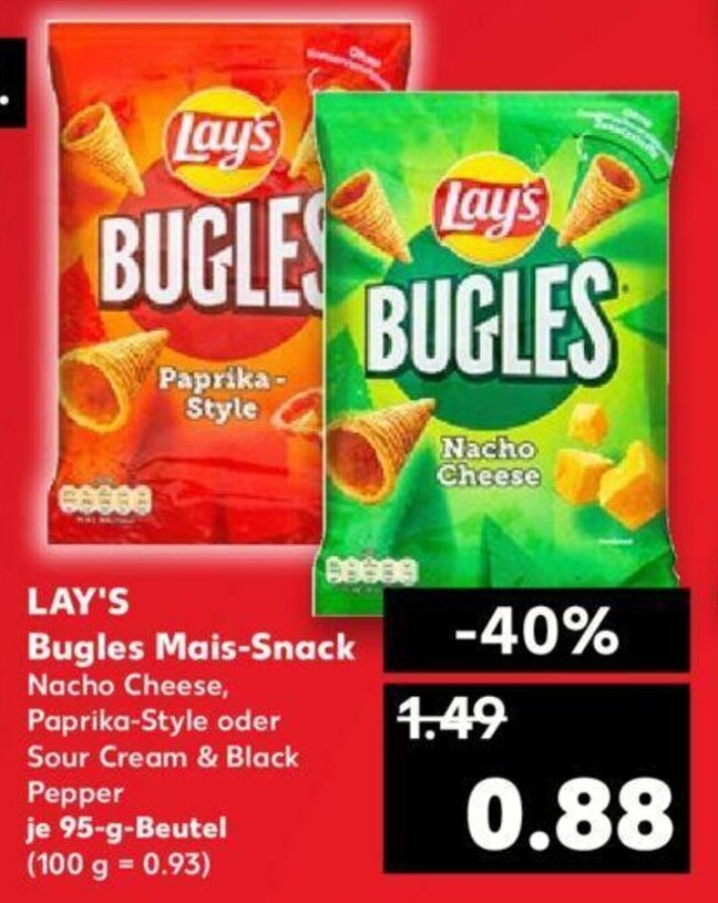 Lay's Bugles Mais Snack 95g Beutel Angebot bei Kaufland