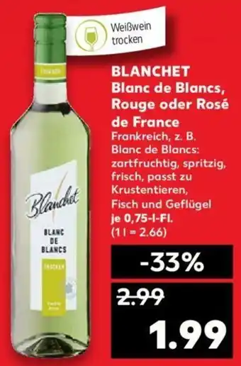 Kaufland Blanchet Blanc de Blancs, Rouge oder Rosé de France 0,75L Angebot