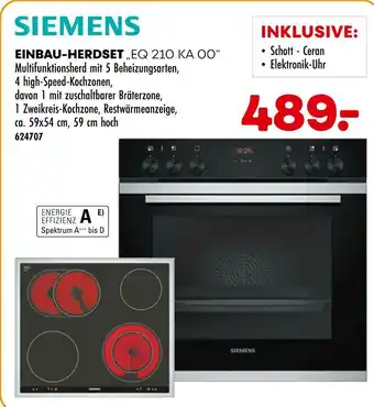 Möbel Kraft Siemens einbauherdset „eq 210 ka 00“ Angebot