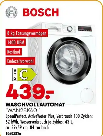 Möbel Kraft Bosch waschvollautomat "wan28k40 " Angebot