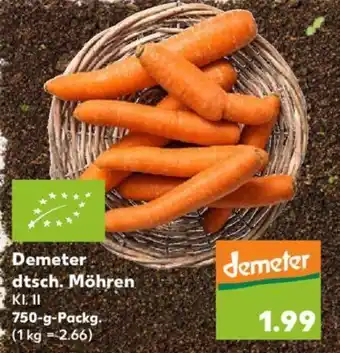 Kaufland Demeter dtsch. Möhren 750g Angebot