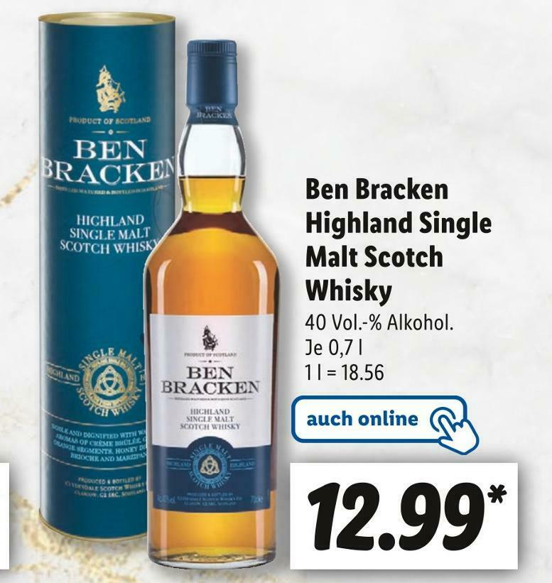 Ben bracken highland single malt scotch whisky Angebot bei Lidl