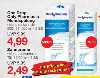 Jawoll One Drop Only Pharmacia Mundspülung oder Zahncreme Angebot