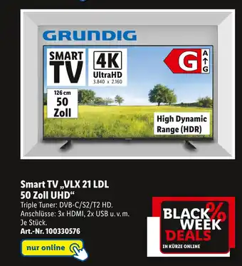 Lidl Grundig smart tv „vlx 21 ldl 50 zoll uhd“ Angebot