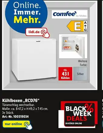 Lidl Comfee kühlboxen „rcd76“ Angebot