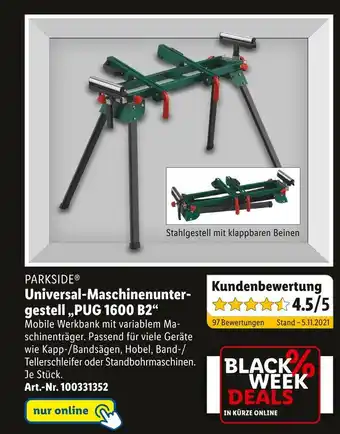 Lidl Parkside universal-maschinenuntergestell „pug 1600 b2“ Angebot