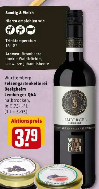 REWE Felsengartenkellerei besigheim lemberger qba rotwein Angebot