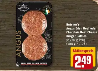 REWE Butcher’s angus irish beef oder charolais beef cheese burger patties Angebot