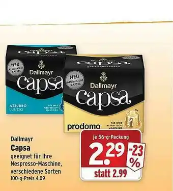 Wasgau Dallmayr Capsa Angebot