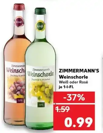 Kaufland Zimmermann's Weinschorle 1L Angebot