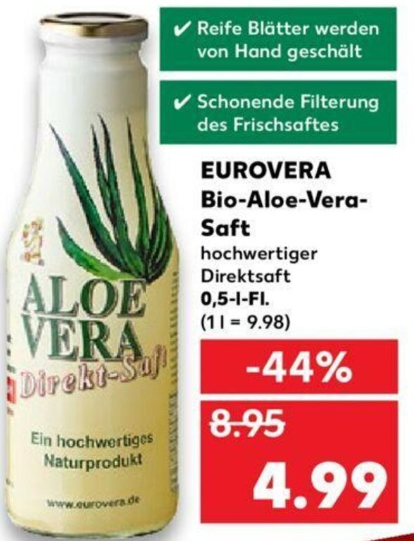 Eurovera Bio Aloe Vera Saft 0,5L Angebot bei Kaufland