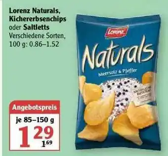 Globus Lorenz Naturals Kichererbesnchips Oder Saltletts Angebot