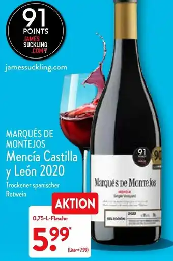 Aldi Nord Marqués De Montejos Mencía Castilla y León 2020 Angebot