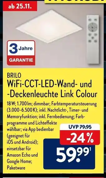 Aldi Nord Brilo Wifi CCT LED Wand und Deckenleuchte Link Colour Angebot