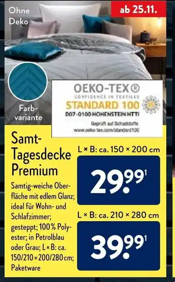 Aldi Nord Samt Tagesdecke Premium Angebot