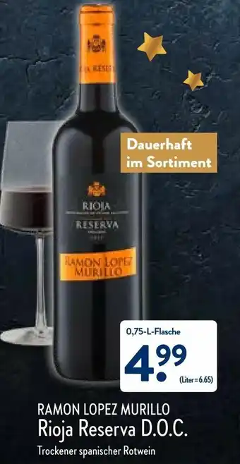 Aldi Nord Ramon Lopez Murillo Rioja Reserva D.O.C 0,75L Angebot
