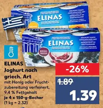 Kaufland Elinas Joghurt nach griech. Art 4x150g Becher Angebot