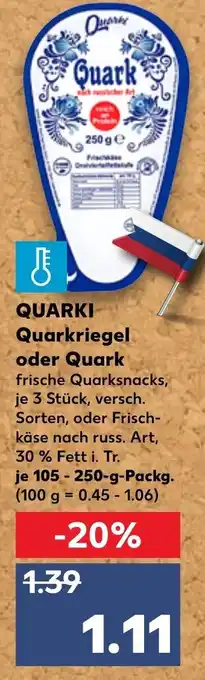 Kaufland Quarki Quarkriegel oder Quark 105-250g Angebot