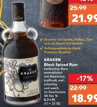 Kaufland Kraken Black Spiced Rum 0,7L Angebot