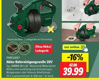 Lidl PARKSIDE Akku-Rohrreinigungswelle 20V Angebot