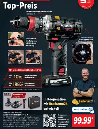 Lidl PARKSIDE PERFORMANCE® Akku-Bohrschrauber-Set 12 V Angebot