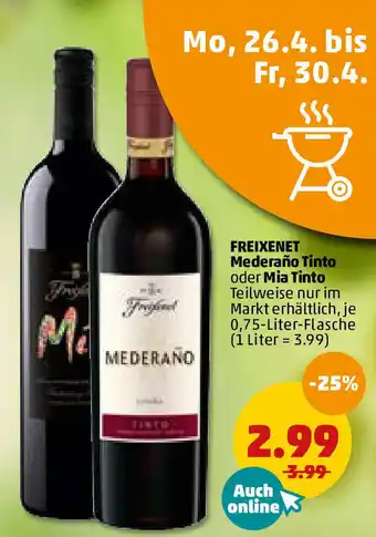 PENNY Freixenet Mederaño Tinto oder Mia Tinto 0,75L Angebot