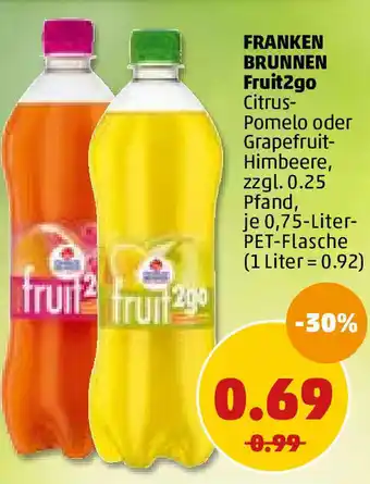 PENNY Franken Brunnen fruit2go 0,75L Angebot