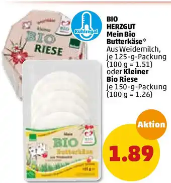 PENNY Bio Herzgut Mein Bio Butterkäse 125g oder Kleiner Bio Reise 150g Angebot