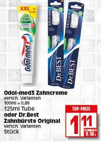 Elli Markt Odol-Med3 Zahncreme oder Dr. Best Zahnbürste Original Angebot