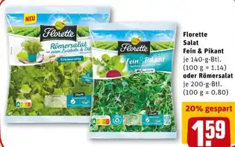 REWE PETZ Florette Salat Fein & Pikant oder Römersalat Angebot