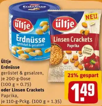 REWE PETZ Ültje Erdnüsse oder Linsen Crackets Angebot