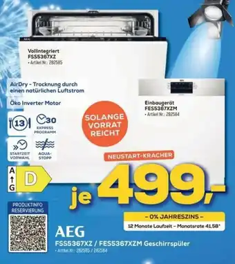 Euronics AEG FSS5367XZ/FES5367XZM Geschirrspüler Angebot