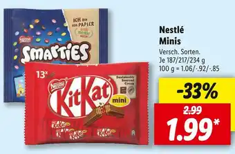 Lidl Nestlé schokoriegel minis Angebot