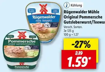 Lidl Rügenwalder mühle original pommersche gutsleberwurst/teewurst Angebot
