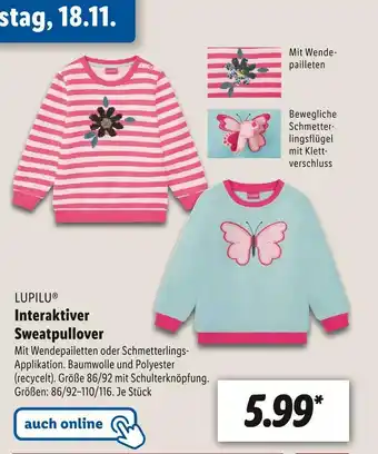 Lidl Lupilu interaktiver sweatpullover Angebot