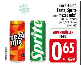 Edeka Coca-cola, fanta, sprite, mezzo mix coca-cola, fanta, sprite oder mezzo mix Angebot