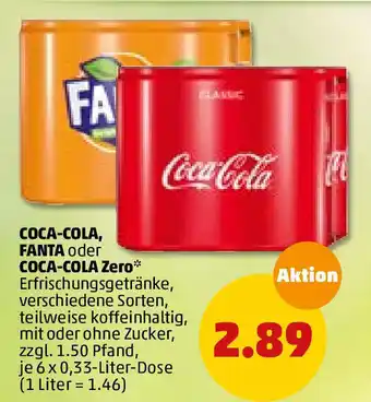 PENNY Coca Cola, Fanta oder Coca Cola Zero 6x0,33L Angebot