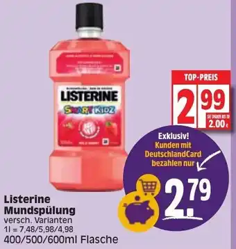 Edeka Listerine Mundspülung 400/500/600ml Angebot