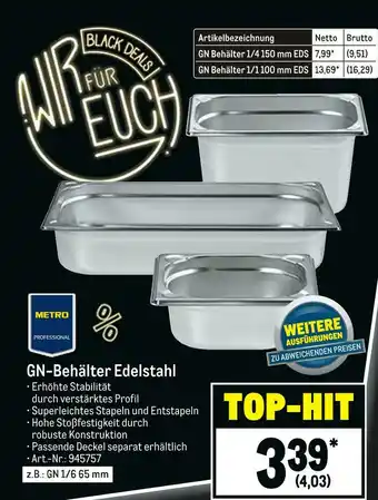 METRO Metro professional gn-behälter edelstahl Angebot