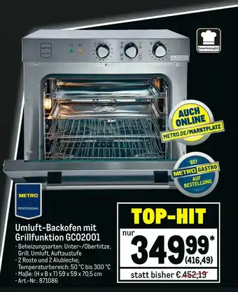 METRO Metro professional umluft-backofen mit grillfunktion gco2001 Angebot