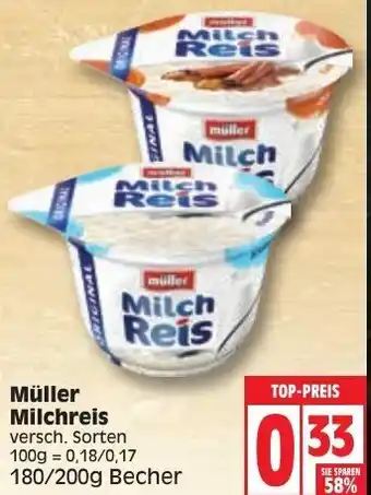 Edeka Müller Milchreis 180/200g Becher Angebot