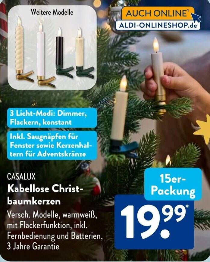 CASALUX Kabellose Christbaumkerzen Angebot bei Aldi Süd