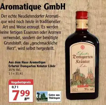 Globus Aus Dem Haus Aromatique Erfurter Domgarten Kräuter Likör Angebot