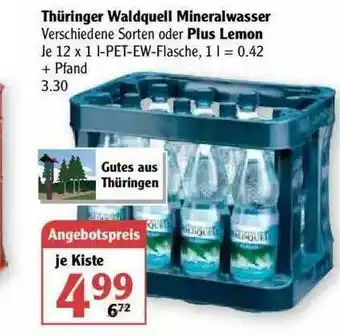 Globus Thüringer Waldquell Mineralwasser Oder Plus Lemon Angebot