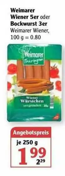 Globus Weimarer Wiener 5er Oder Bockwurst 3er Angebot